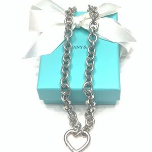 Tiffany & Co. Chunky chain Heart necklace w/bracelet set.